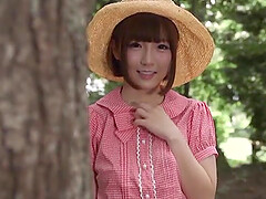 Amazing outdoors MMF threesome with slender model Sakura Kizuna