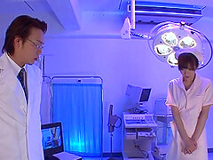 Naughty Japanese nurse Mai Hanano gets pleasured by the doctor