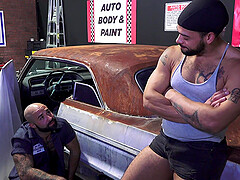 Mechanic Atlas Grant pounds hot Latino Tim Drake's ass