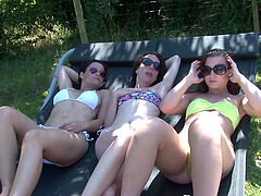 Outdoors video of sexy Jessica Farmer and her friends having sex