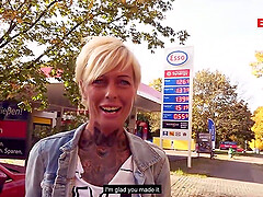 Public Street Sex at Gas Station with german skinny Milf