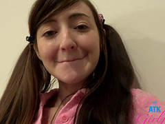 Closeup POV video of amateur Tifa Quinn with pigtails riding a dick