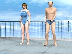 3D hentai whore take dick at poolside