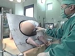 Japanese chick gets her snatch toyed at the proctologist's