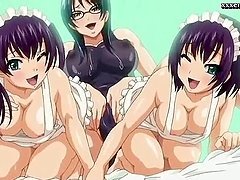 Horny anime nurses getting cumshot