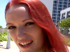 A passionate POV blowjob by a desirable redhead