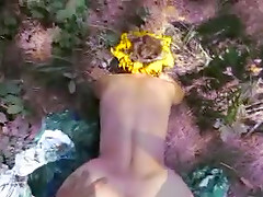 Girl with hot ass gets fucked doggy style outdoors