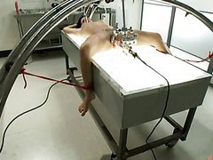 Pleasing A Horny Brunette With A Fucking Machine