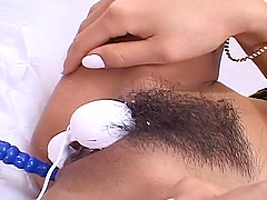 Japanese chick gets her tight wet holes toyed with hard
