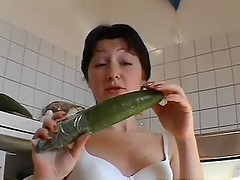 Amateur German girlfriend toys and sucks with cum in mouth