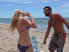 Sexy bikini girl gets fucked in the beach front cabana