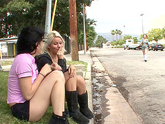 Three cute lesbian chicks eating cunt on a hot afternoon