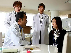 Randy housewife examined by a group of hot doctors