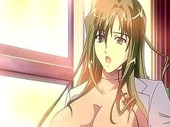 Naughty hentai doctor with huge boobs tittyfucking and facial cumshoting