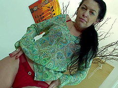 Dark haired mature amateur sucks and rides a hard cock