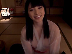 Dark haired Japanese MILF Ai Uehara plays with cum in her mouth