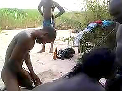 Africans in the savanna fuck on camera