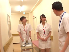 Very lucky patient gets his dick sucked by two kinky nurses