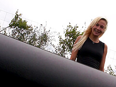 Lovely babe Martina likes to drool on a hard cock in the car