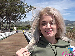Outdoors amateur video of skinny blonde Nicole Nichols teasing