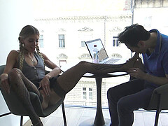 feet licking at interview