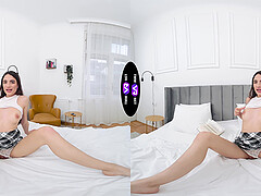 Masturbating with natural tits as a cute brunette teen