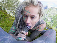 Tattooed couple OUTDOOR ANAL POV fuck