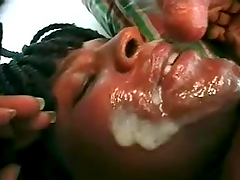 Pregnant black hussy Tolana gets fucked and facialed in MMF threesome