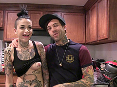 Nasty tattooed senorita and her friends in the erotic interview