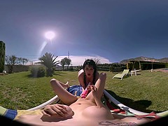 VR Porn Video. Watch how these two lesbian girls play by the pool