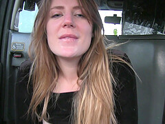 Foxy British slut rides the big dick of a taxi driver and swallows