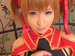 Cute Japanese chick in cosplay moans during passionate fucking